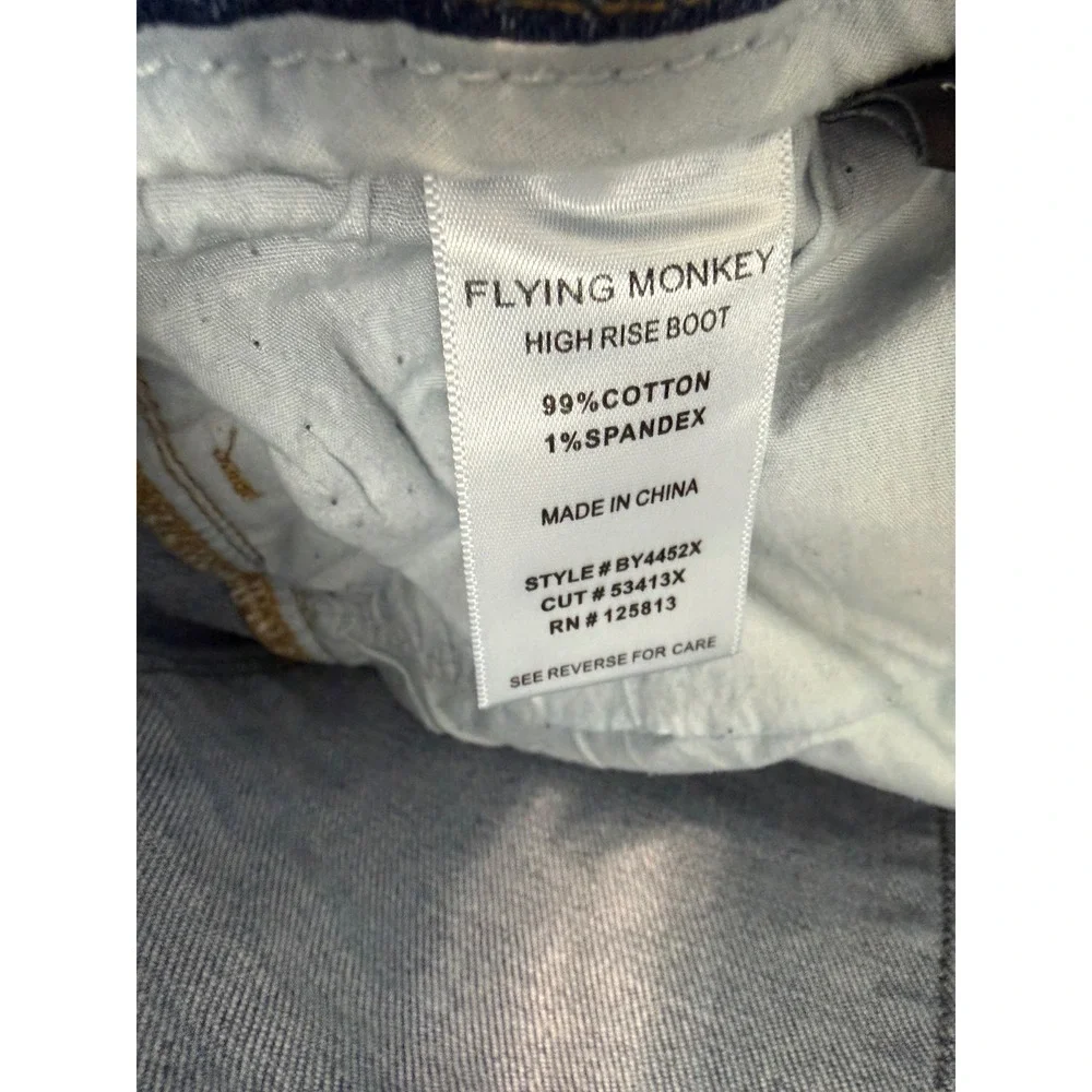 Flying Monkey High Rise Boot Cut Jeans‎ Light Wash Raw Hem Size 26 BY4452X